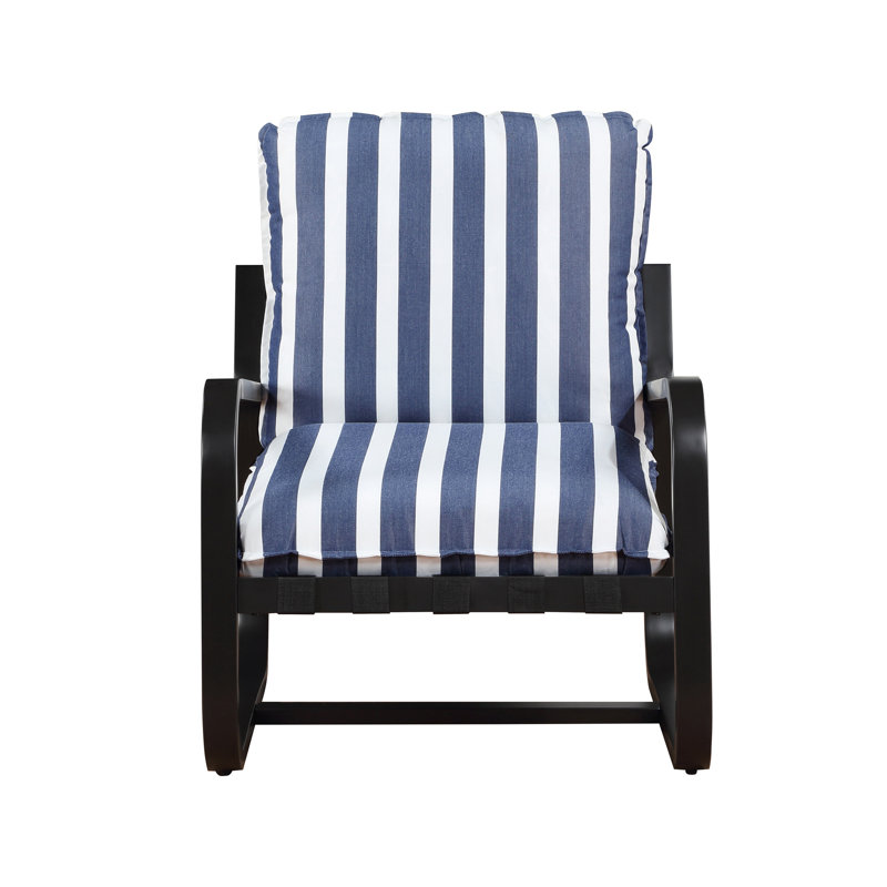 Asa Outdoor Sling Chair Upholstered In Blue And White Stripe Fabric