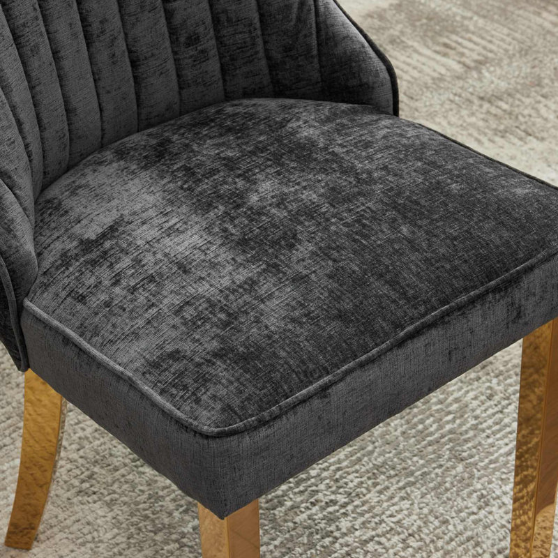 Chaises de salle à manger rembourrées en bois massif American Traditional, Beige, Doré, 4