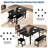 63-Inch Extendable Dining Table Set for 8 with 2 Benches and 2 Square Stools, Modern Black Kitchen and Dining Room Table-1718507410-1718507411-1718507412