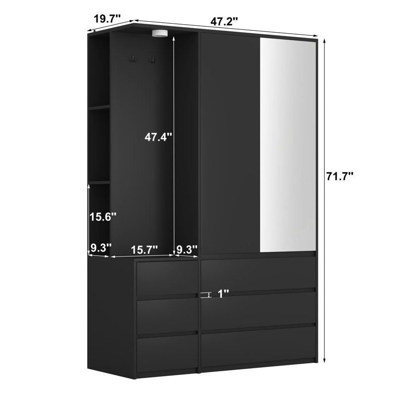 Armoire-penderie moderne Crescent avec tiroirs et panneau de particules robuste