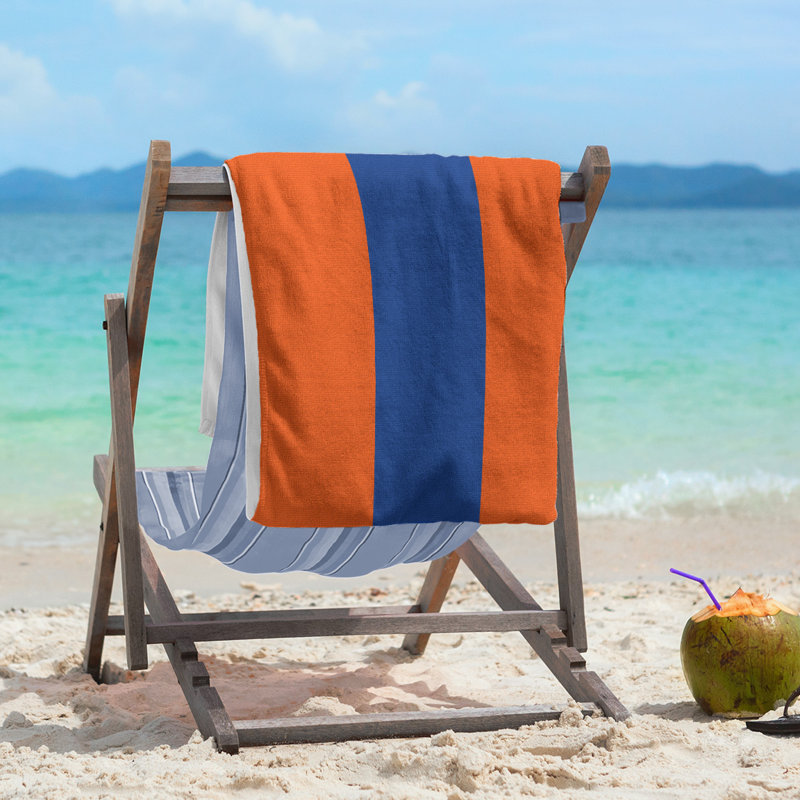 Lightweight Beach Towel, Microfiber, Orange/Royal Blue/Orange