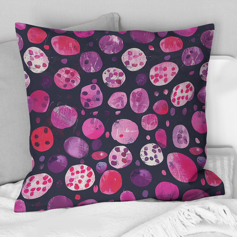 Coussin Magenta Glam Poka Dots I - Glam, H 18 po x H 18 po