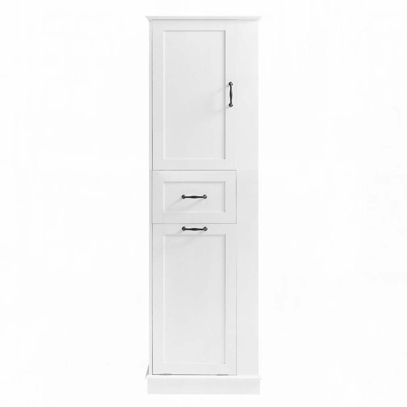Armoire de rangement pour salle de bain avec compartiment inclinable, tablettes réglables, Blanc