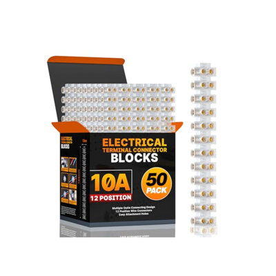 Clear Terminal Connector Block, Dual Row 12 Position Wire Connector Strip, Flathead Screw Terminal with Mounting Holes