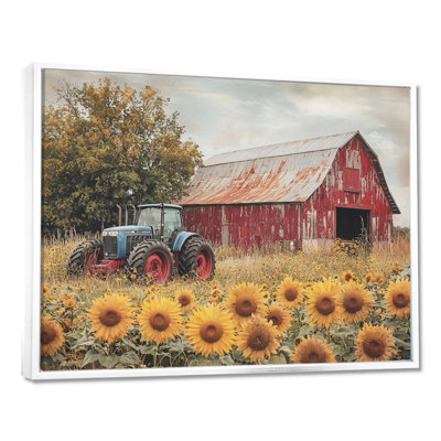 Divyne campagnard côté tournesols avec tracteur ferme III - ferme, art mural