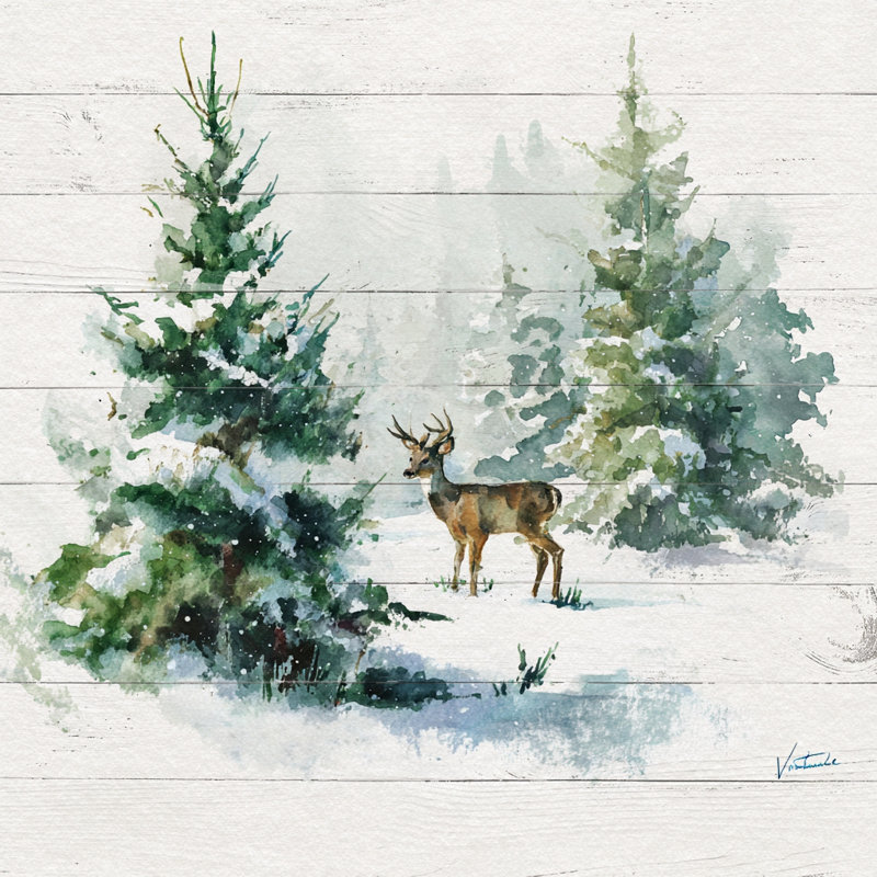 «Golden Tree by the Barn Christmas Night», art mural sur toile, H 12 po x l 12 po