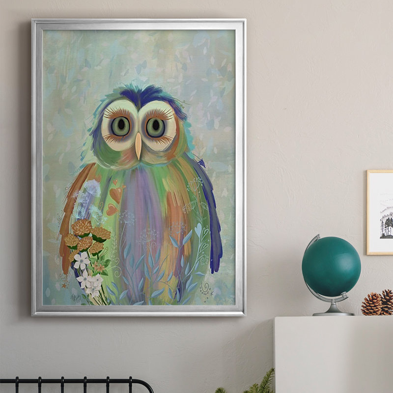 Fantastic Florals Owl, reproduction encadrée de qualité supérieure - prête à être accrochée, H 24,5 po x l 18,5 po x P 1 po