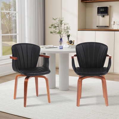Chaises de salle à manger pivotantes rembourrées en polyuréthane, chaises d'appoint de cuisine de style moderne Mid-Century avec accoudoirs