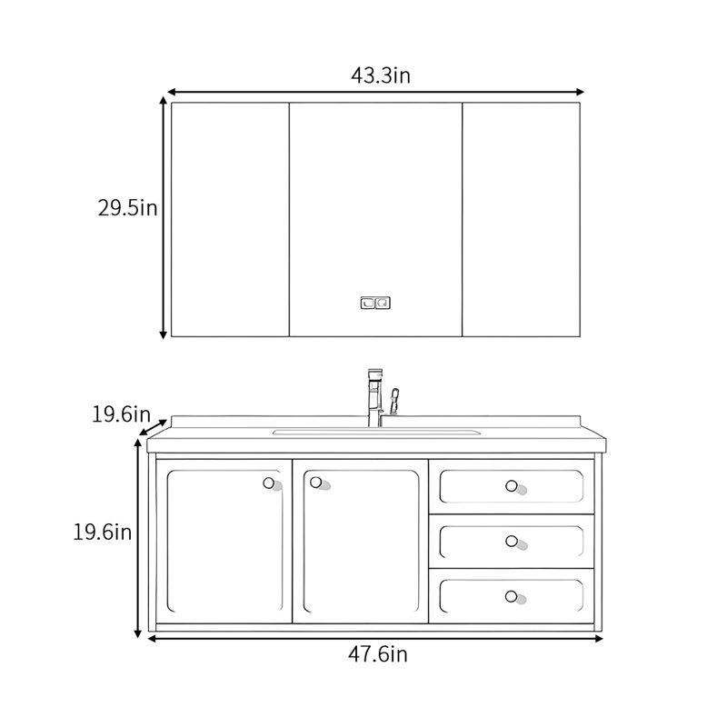 Armoire de salle de bain de luxe à lumière française