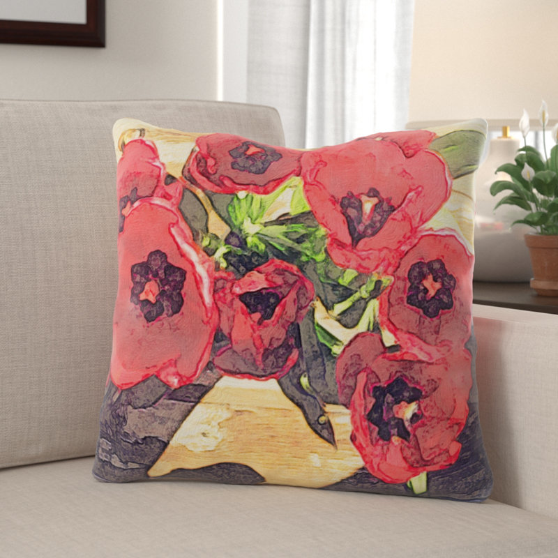 Coussin Flowers, Microsuède, Intérieur
