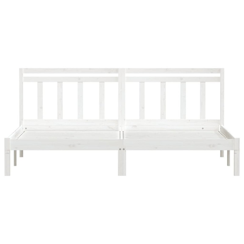 Bed Frame Solid Wood, white, Double (4'6)