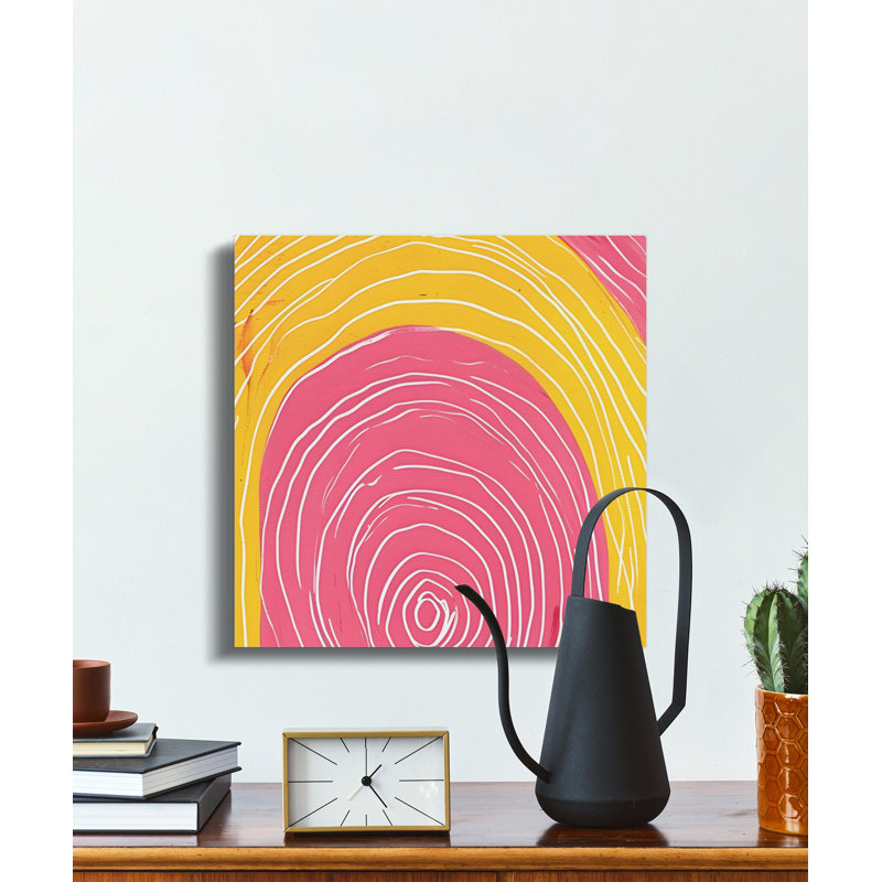 Abstract Wall Art, Yellow Art Print, Modern Art Canvas, Contemporary Wall Decor, Circle Design, Ready to Hang, Multiple Sizes