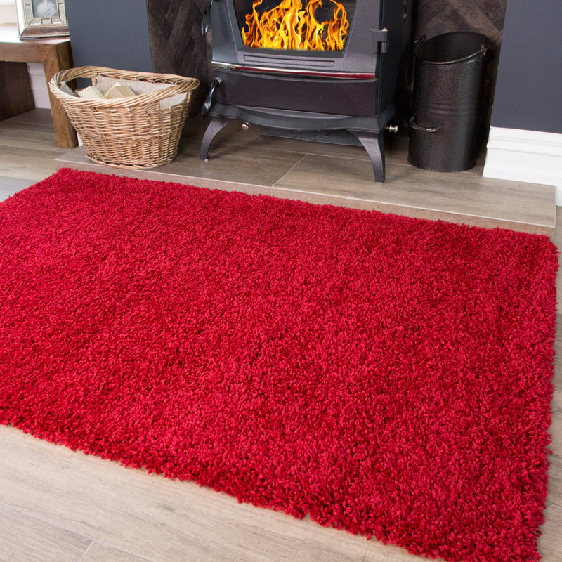 Honey-Mae Solid Colour Shag Area Rug, Rectangle 110cm x 160cm