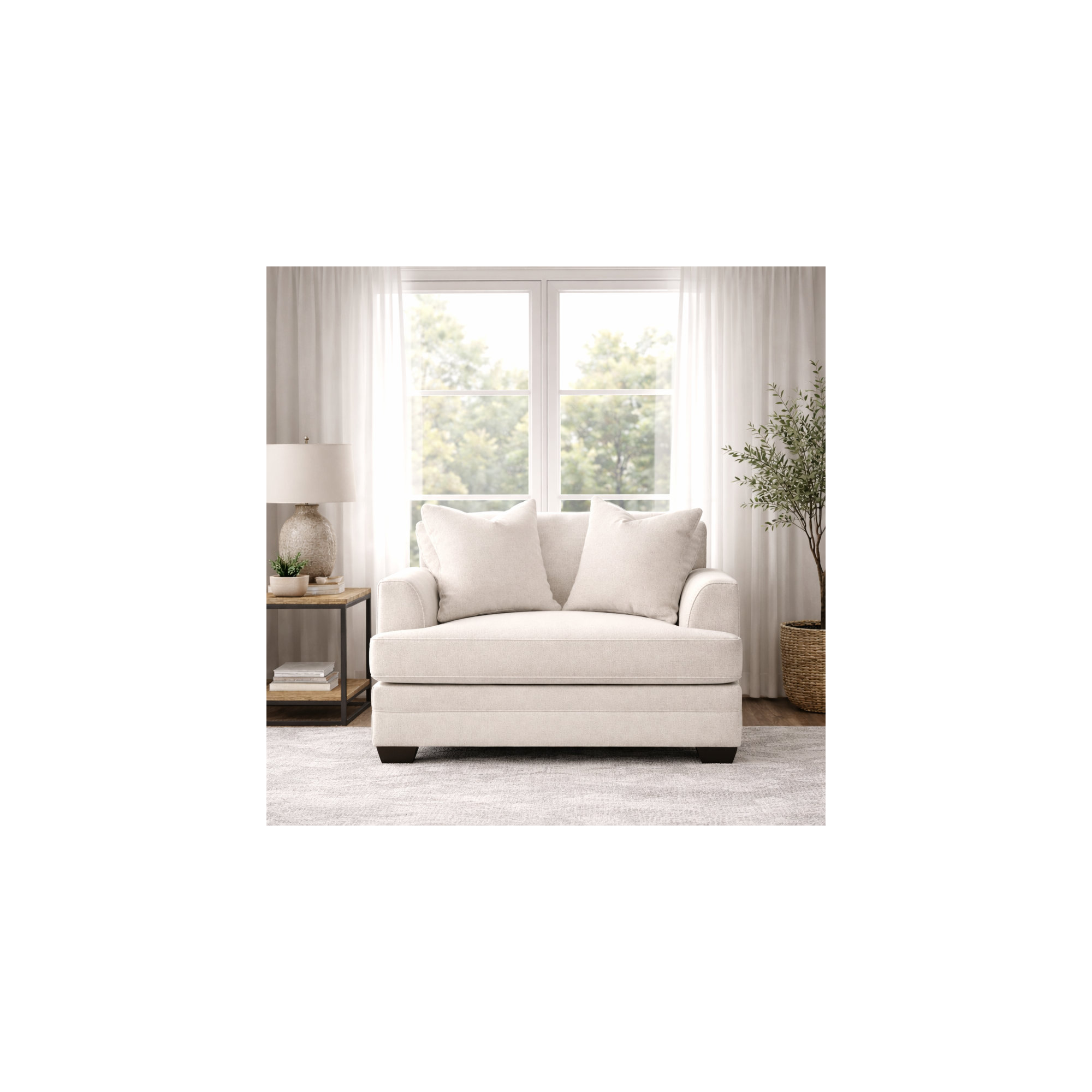 Edan Upholstered Chair And A Half, Davis Pearl Performance Bouclé
