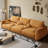 Modern warm orange suede straight-row sofa