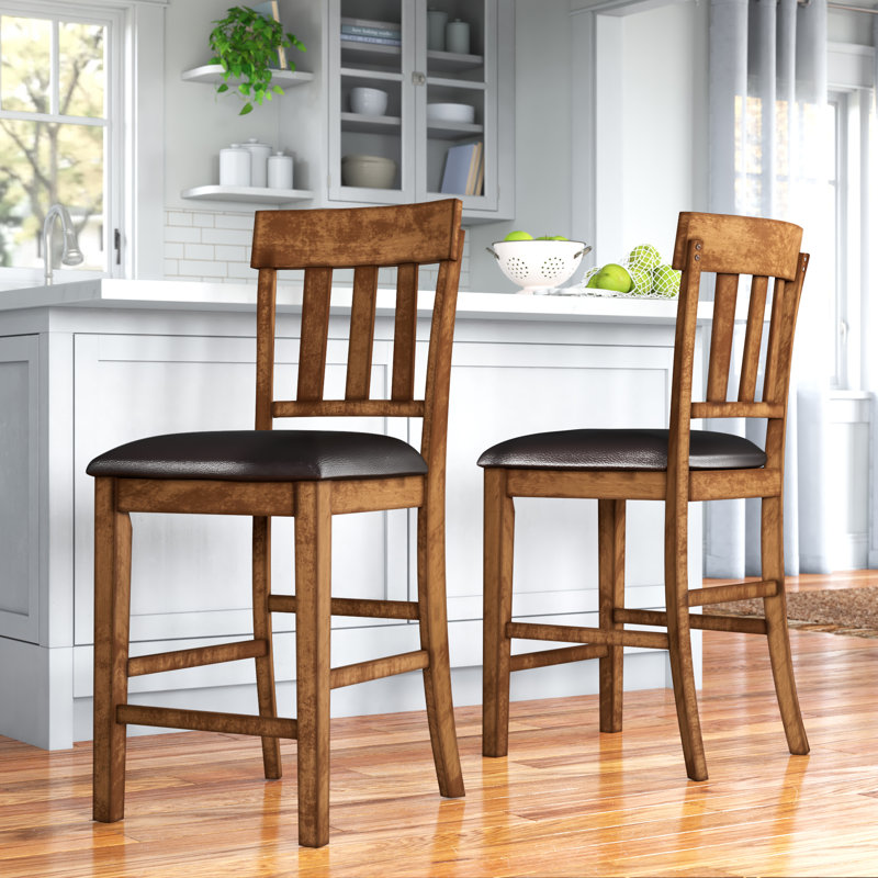 Bartons Bluff Upholstered Faux Leather Counter Stool, Brown