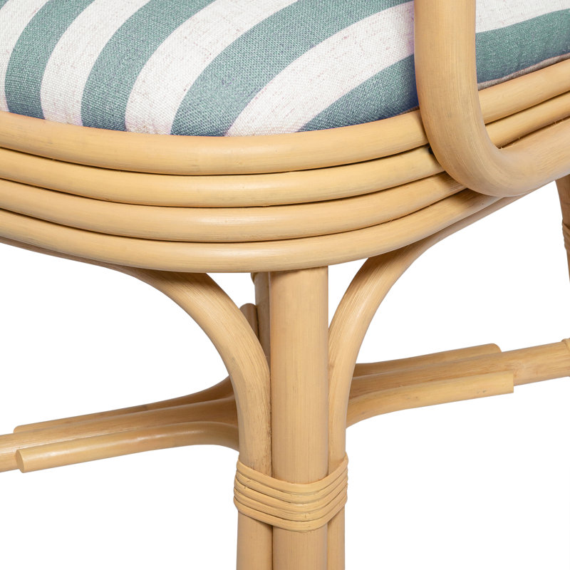 Dorine Mint Green Striped Arm Chair, Green
