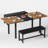 Vidala 63" Extendable Dining Table Set with Bench, Rectangular Wood Kitchen Table Set for 6-8 People, Space-Saving Expandable Dining Room Furniture, Brown-265712240