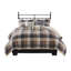 Ensemble de courtepointe 6 pièces de style campagnard à chevrons avec coussins décoratifs - motif écossais neutre Buffalo pour lit double / grand