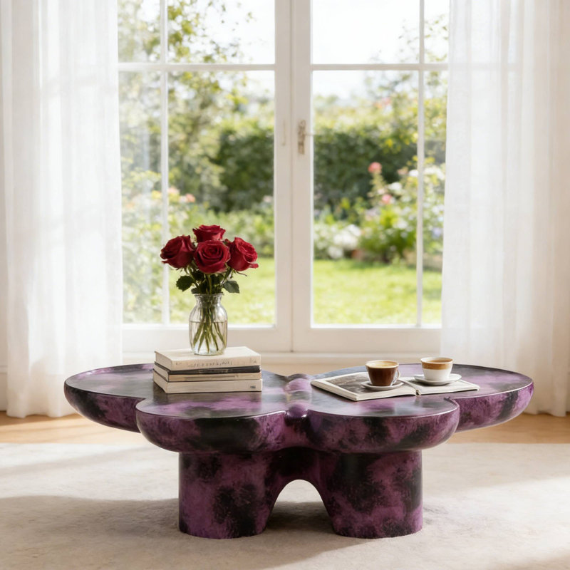 La table basse moderne de style papillon rehausse le charme du salon, idéale pour accueillir des amis et se détendre au quotidien