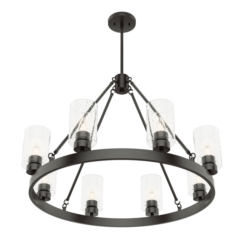 Hartland 8 - Light Candle Style Wagon Wheel Chandelier, Noble Bronze