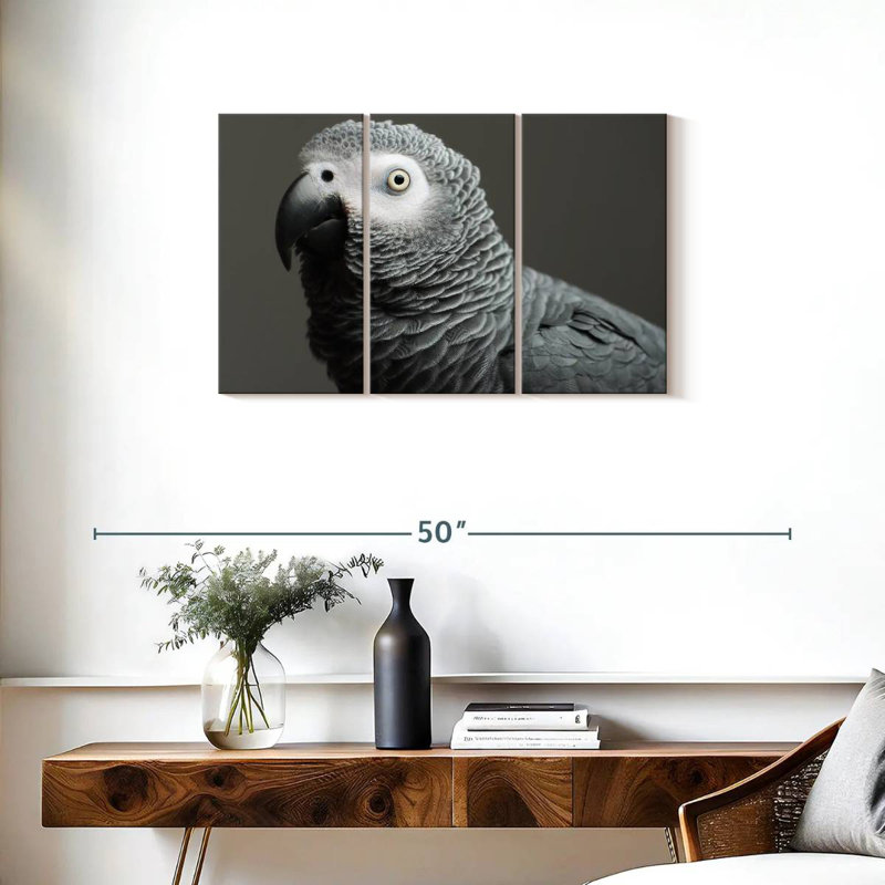 African Grey Parrot, 20" H x 33" W