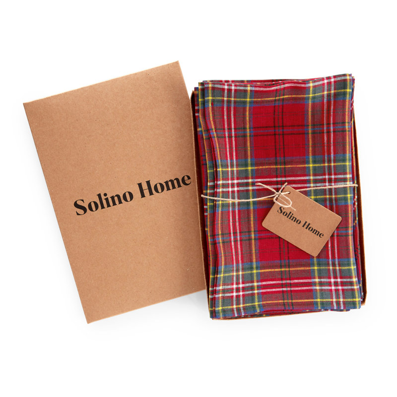 Red Tartan Plaid 100% Linen Christmas Dinner Napkins Set of 4