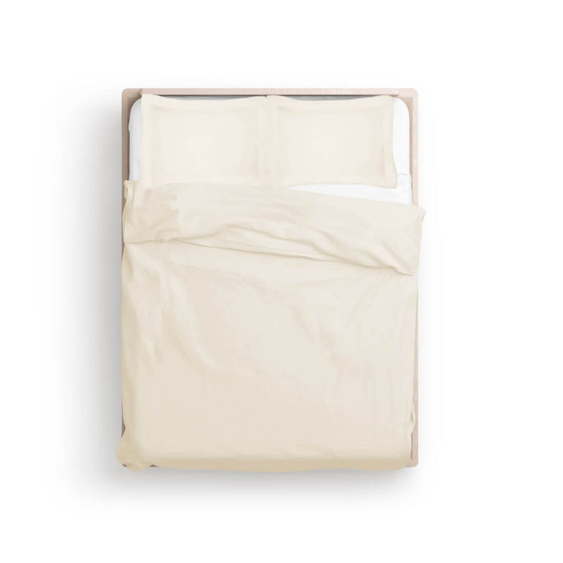 300TC Cotton Percale Solid Duvet Cover Set, Queen Duvet Cover, Ivory