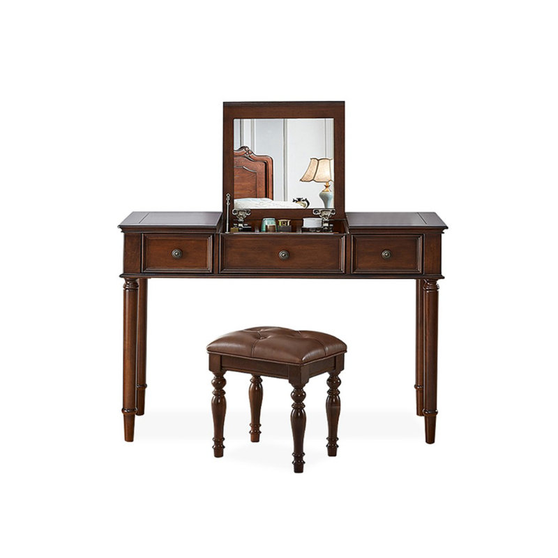 Coiffeuse de maquillage avec miroir, 5 tiroirs