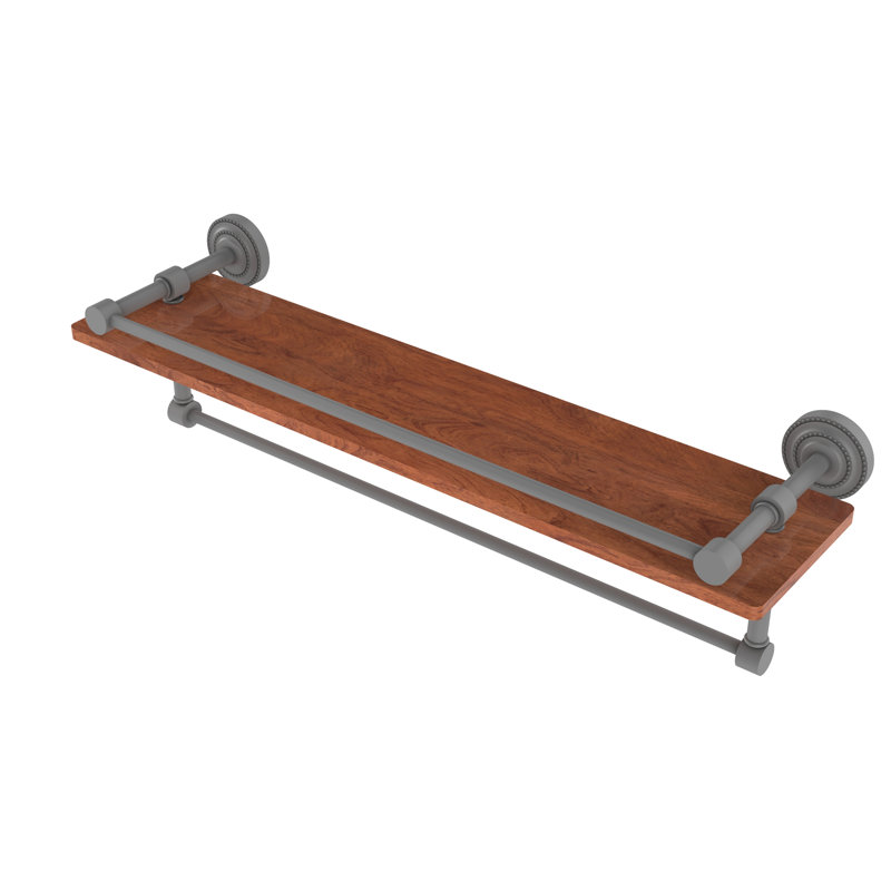 Marchmont Accent Shelf with Towel Bar, Matte Gray, 5" H x 22" W x 5" D