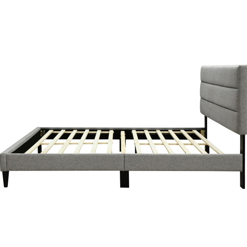 Grand lit équipé dans une boîte - Revêtement de tête de lit gris Channel avec apparence