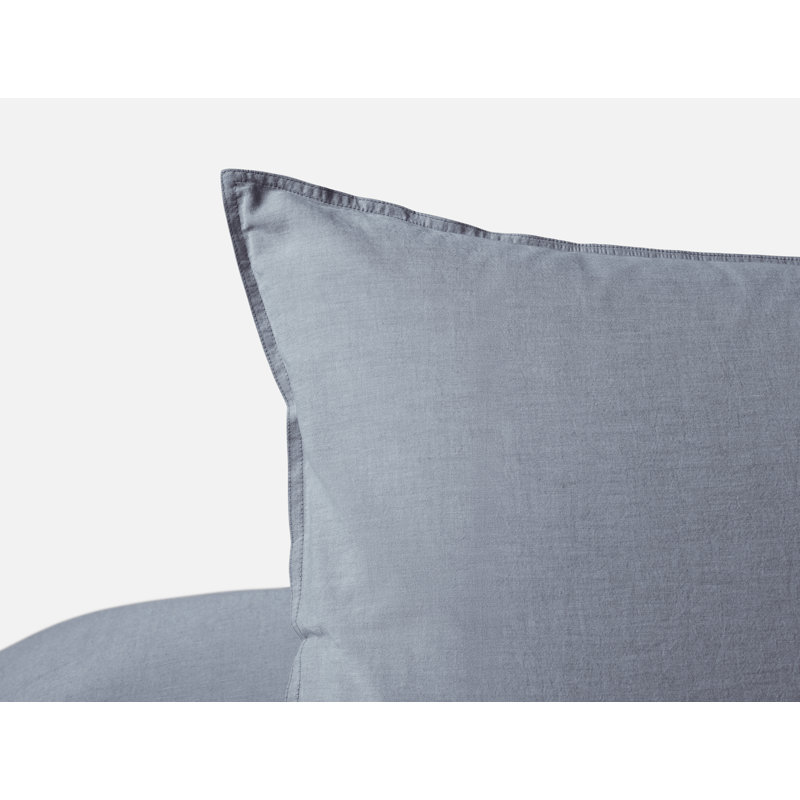 Organic Crinkled Percale Sham, King, Indigo Chambray
