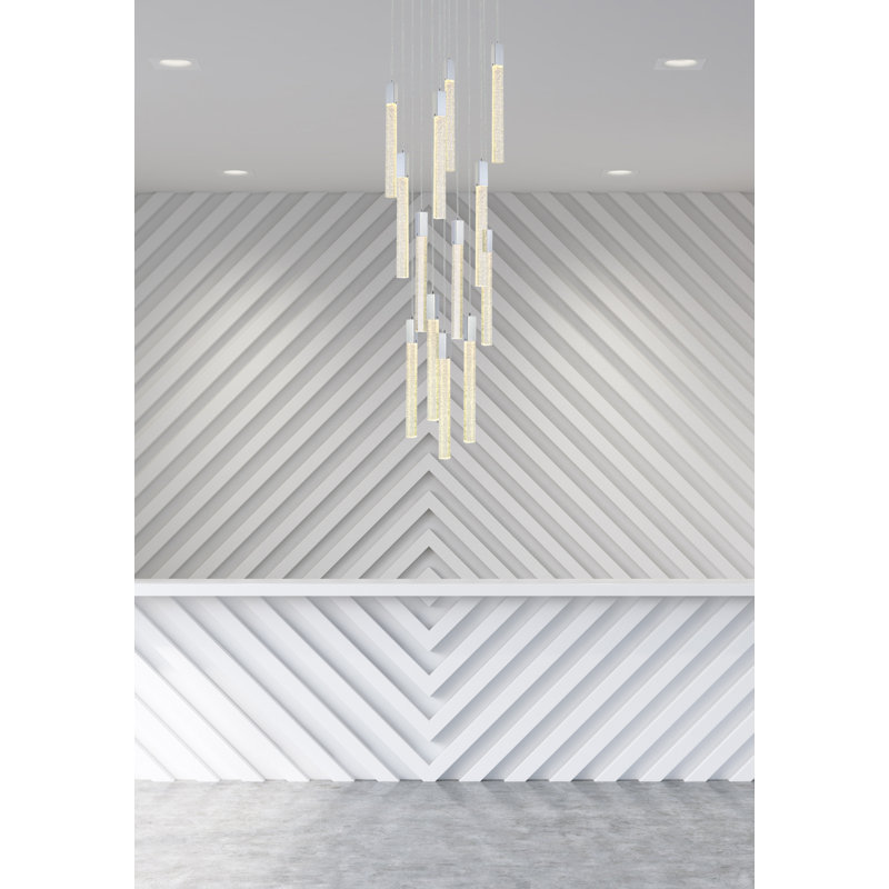 Luminaire suspendu rectangulaire à 13 lumières Aliha, Chrome