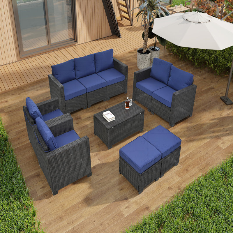 Ensemble de mobilier d'extérieur pour la construction robuste et polyvalent, Bleu très foncé