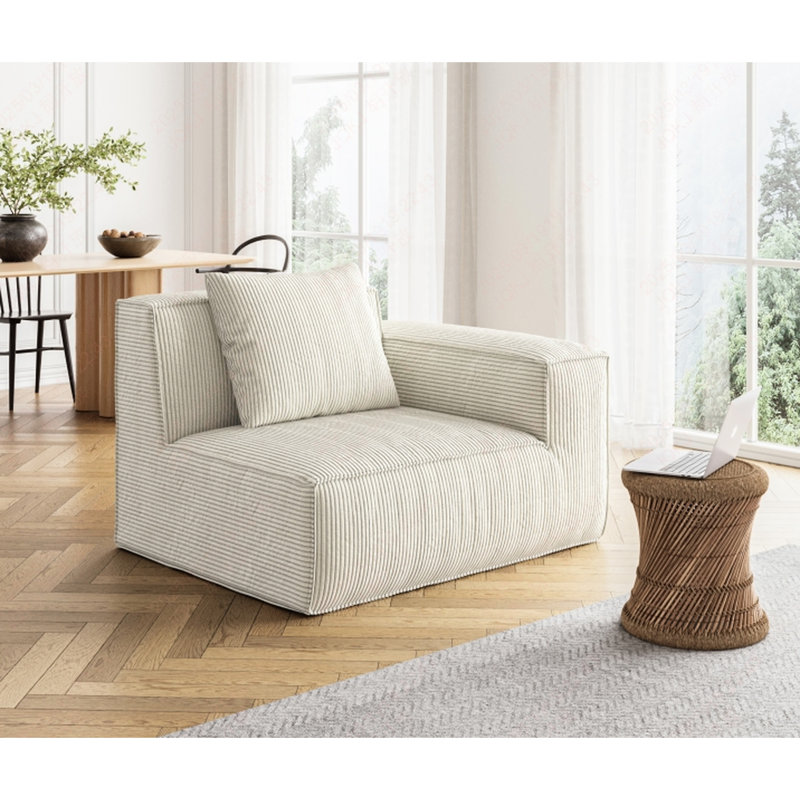 Lit blanc à 3 places avec tissu en velours de nuage doux, rembourrage en éponge haute densité, idéal pour les coussins de qualité
