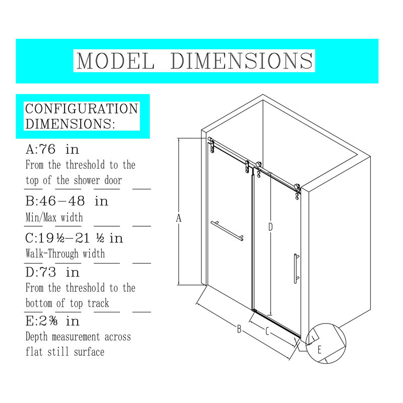 Porte de douche coulissante simple sans cadre Westvale avec porte-serviettes et poignée auxiliaire, verre trempé sécuritaire, conception imperméable