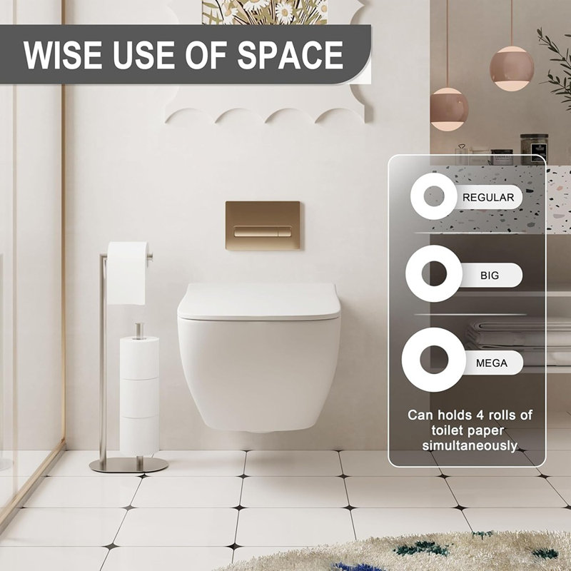 Porte-papier hygiénique sur pied avec réserve - Porte-papier hygiénique moderne avec base lestée
