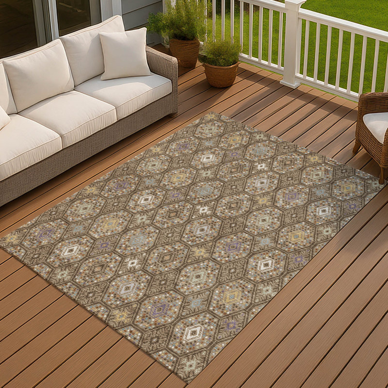 Machine Washable Indoor/Outdoor Chantille ACN2471 Global Rug, 2'6" x 3'10", Brown