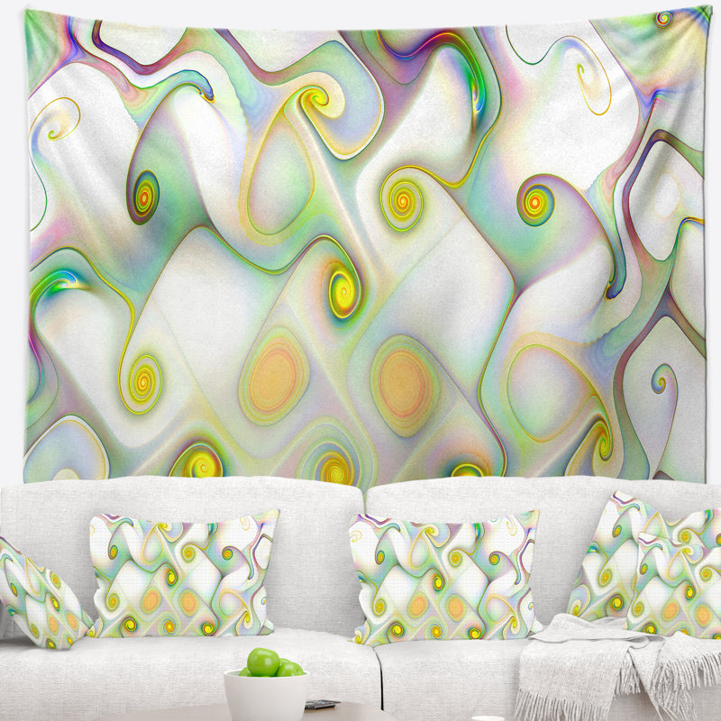 Abstrait magnifique motif fractal avec tapisserie tourbillonnant, H 32 po x l 39 po