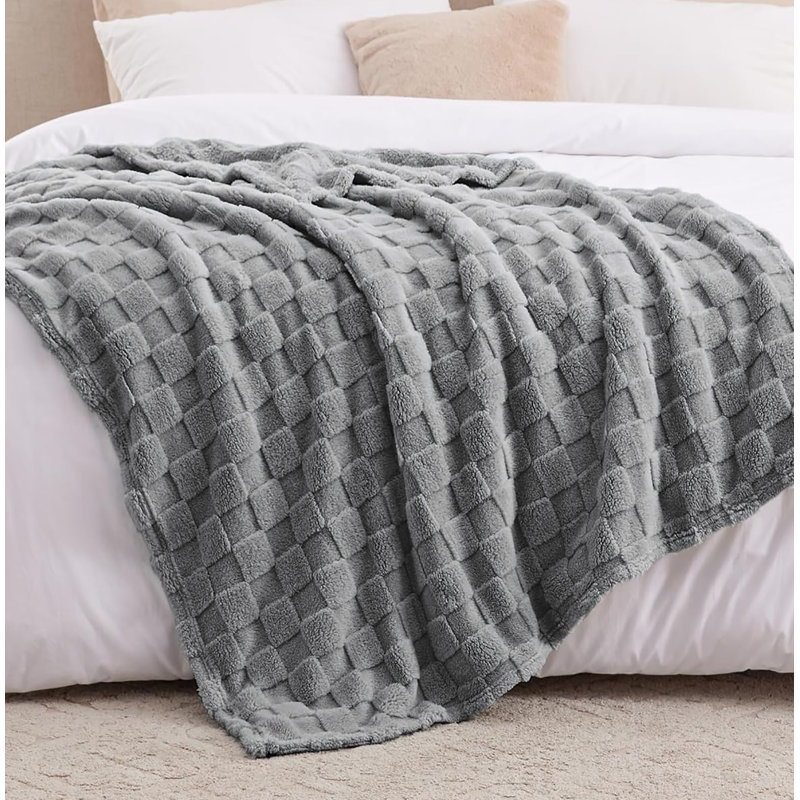 Couverture molletonnée douillette texturée, Gris foncé