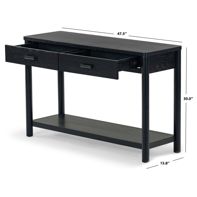 Jaylessa Black Wood and Metal Console Table with Storage