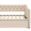 Lit de jour simple tapissier avec lit gigogne escamotable-423639978