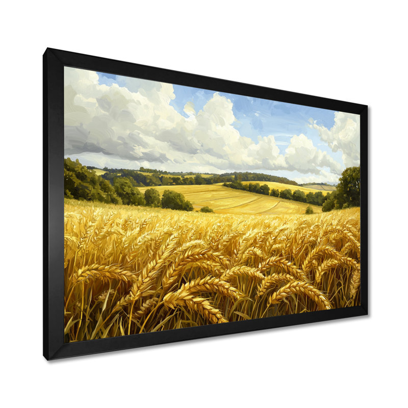 «Countryside Golden Fields In Summer Light I», art mural campagne, Cadre simple, Noir, H 12 po x l 20 po