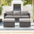 3-Set Outdoor Grey PE Wicker Furniture Wide Seat Conversation Couch Set Extra Ottomans Design for Lawn, Patio and Porch-1058593041-1058593050