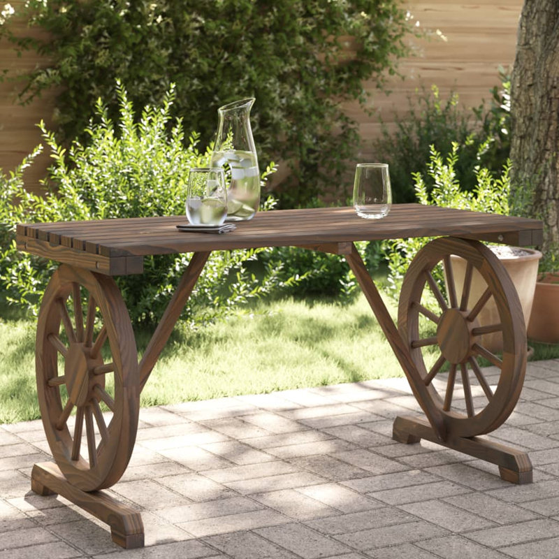Table de patio en bois de sapin massif 45,3 po x 21,7 po x 25,6 po Vidaxl, Brun, Brun
