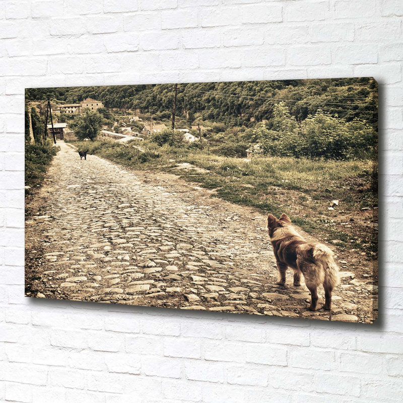 Two Dogs On The Hill - Wrapped Canvas Print