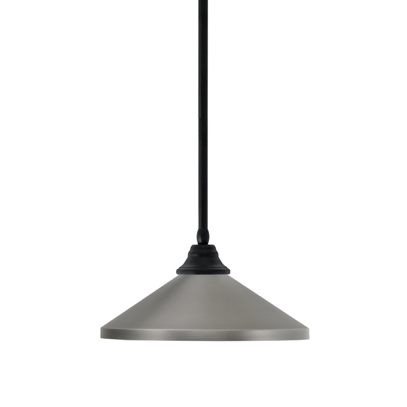 Tout luminaire suspendu suspendu au fini noir mat avec abat-jour conique en métal graphite 14 po