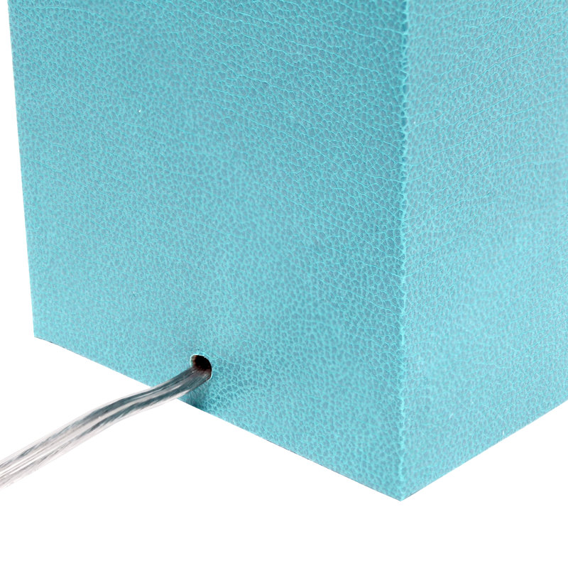 Lampe de table en cuir 21 po avec abat-jour rectangulaire en lin blanc, Non, Turquoise, Transparent