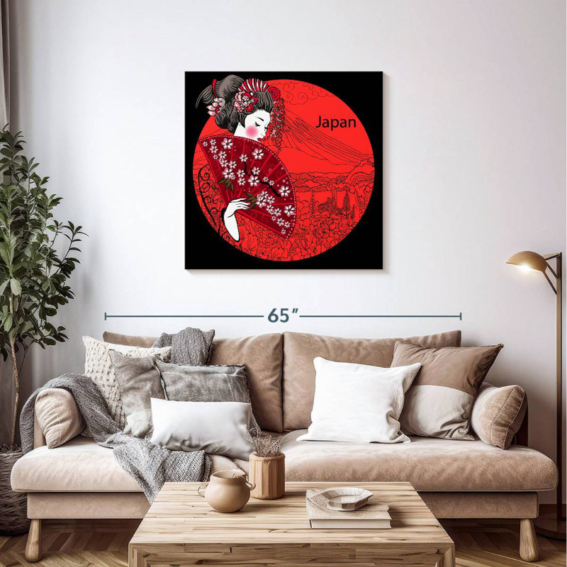 Geisha japonaise rouge Leisha, H 36 po x l 36 po