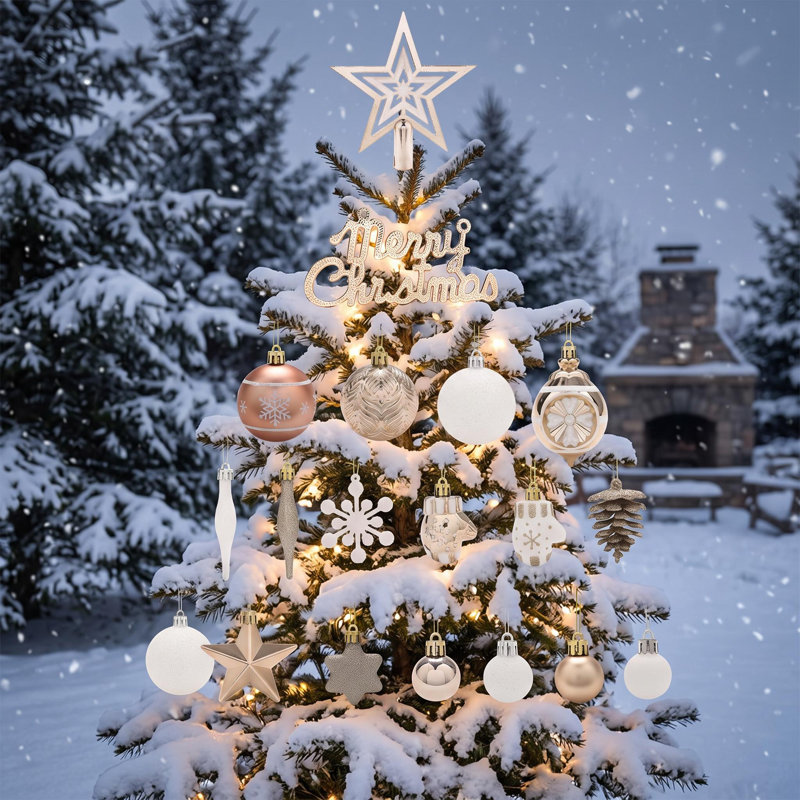 Ensemble de 70 boules de Noël décoratives, Doré